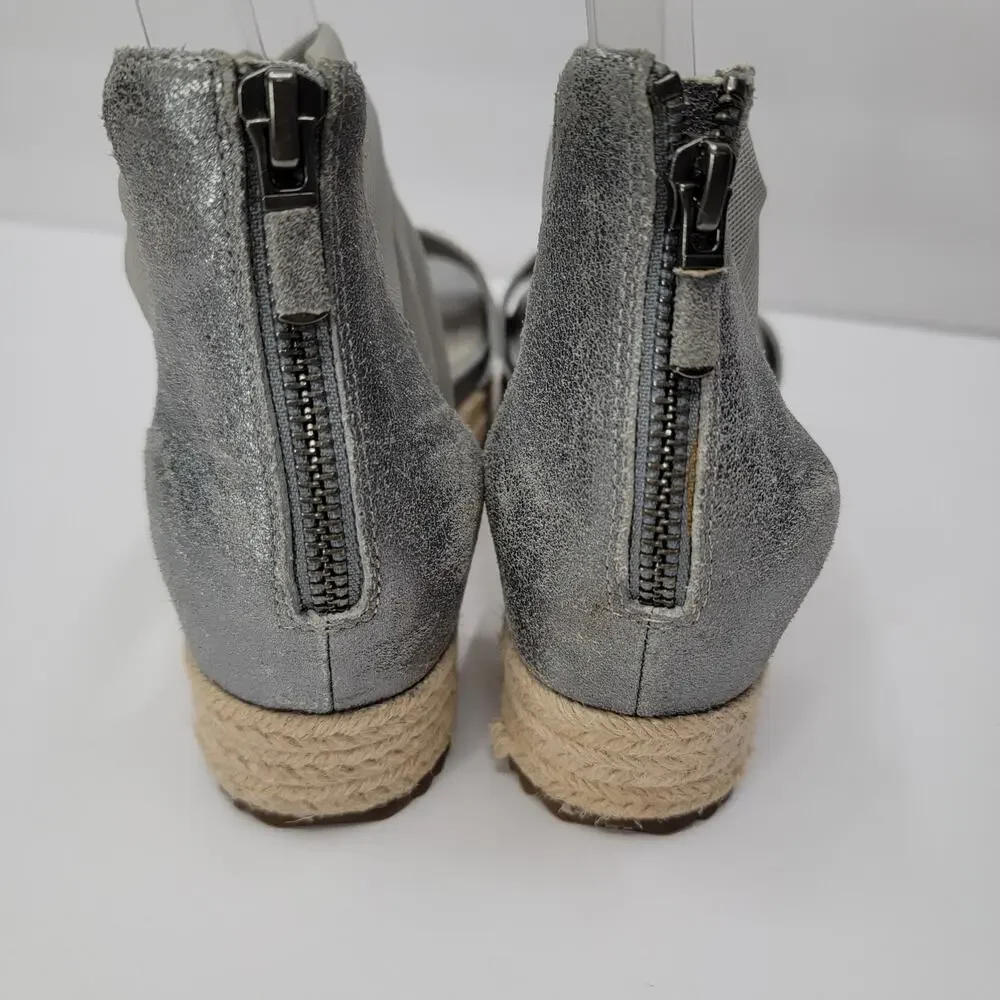 EILEEN FISHER METALLIC ZOE PLATFORM SHOES, 7 1/2